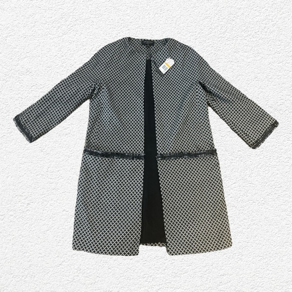 Max Studio Black & White Textured Knit Coat Jacket | Size S - Picture 4 of 9